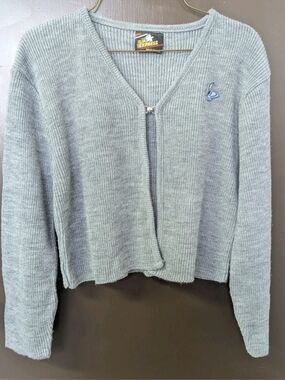 L.A. Express Women's Light Gray Ribbed V-Neck Cardigan